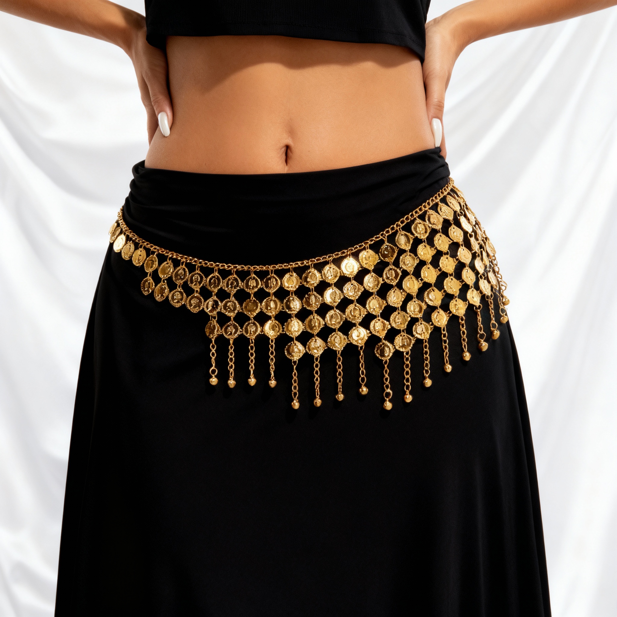 Body Jewelry Waist - Boho Beauty Portrait Coin Bell Fringe