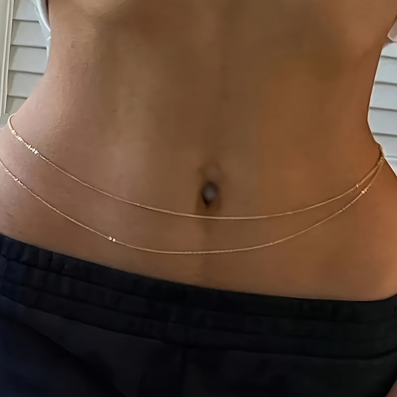 Body Jewelry Waist - 1Double-layer gold metal waist chain belt