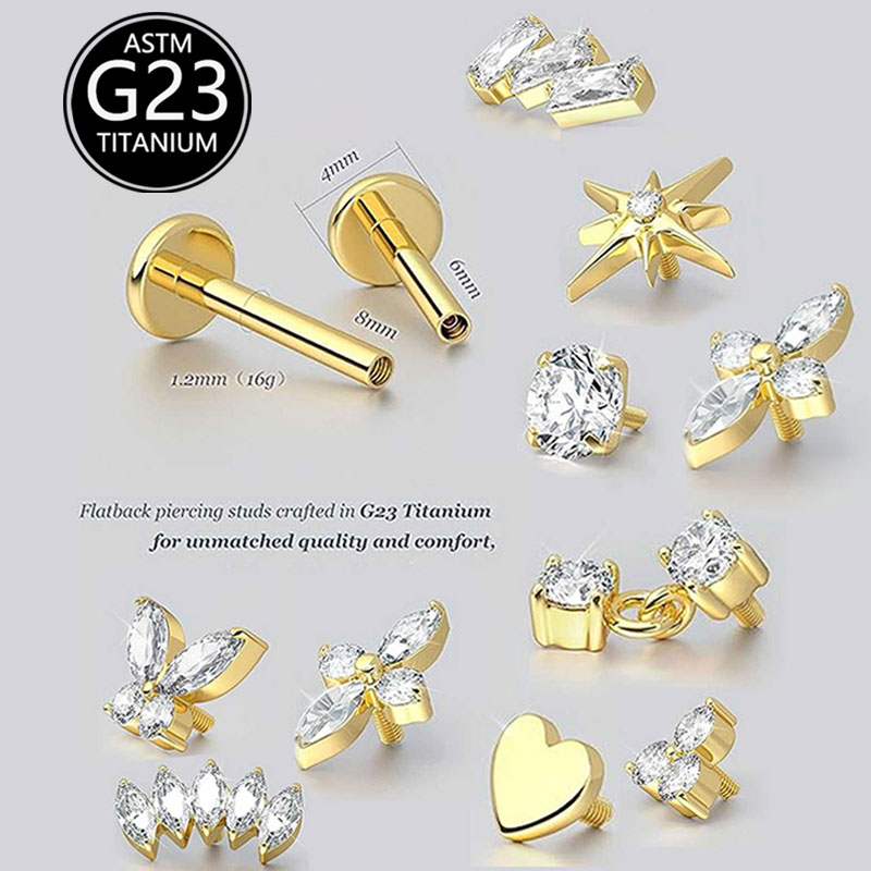 2pcs F136 G23 Titanium Cartila - Body Jewelry Threadless recensie en prijs