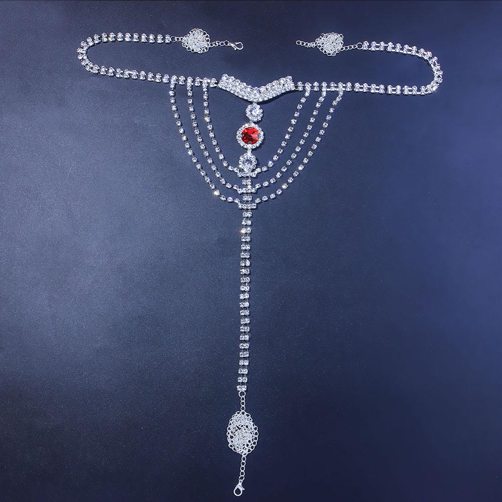 Sexy Body Chain Lingerie Red C - Body Jewelry Rhinestone recensie en prijs