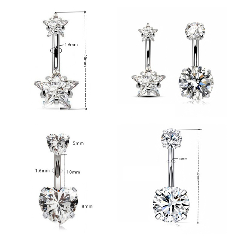 B*Stainless Steel Fashion Hear - Body Jewelry Belly Button Rings recensie en prijs