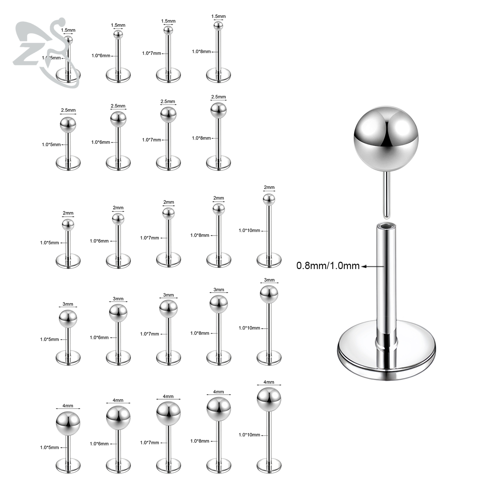 ZS 10 Pcs/lot Plug-In Style 18 - Body Jewelry Threadless recensie en prijs