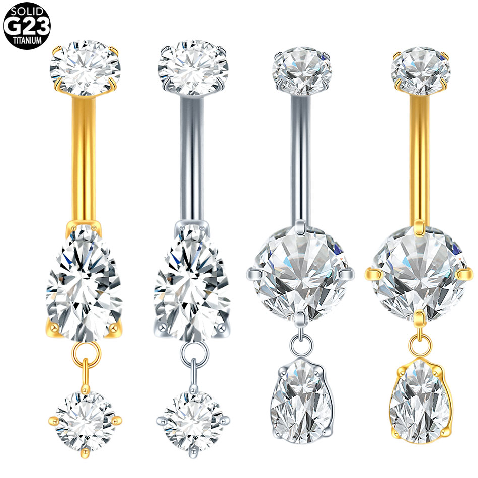  1/5pcs Waterdrop Zircon Pend - Body Jewelry Internally Threaded recensie en prijs