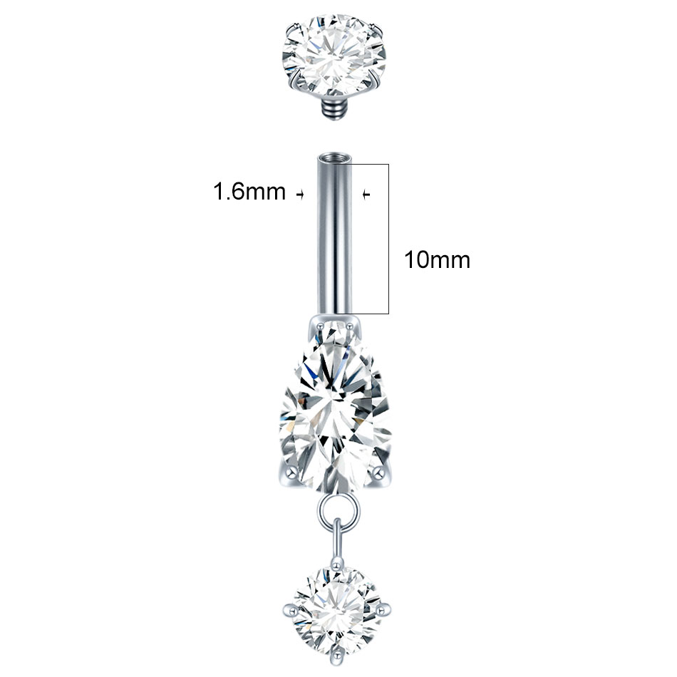  1/5pcs Waterdrop Zircon Pend - Body Jewelry Internally Threaded recensie en prijs