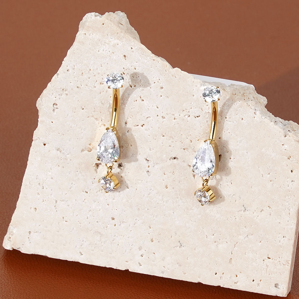  1/5pcs Waterdrop Zircon Pend - Body Jewelry Internally Threaded recensie en prijs
