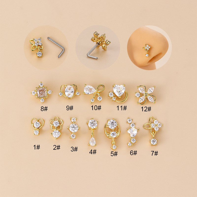 20G L-Shaped Cubic Zircon Nose - Body Jewelry Earrings recensie en prijs