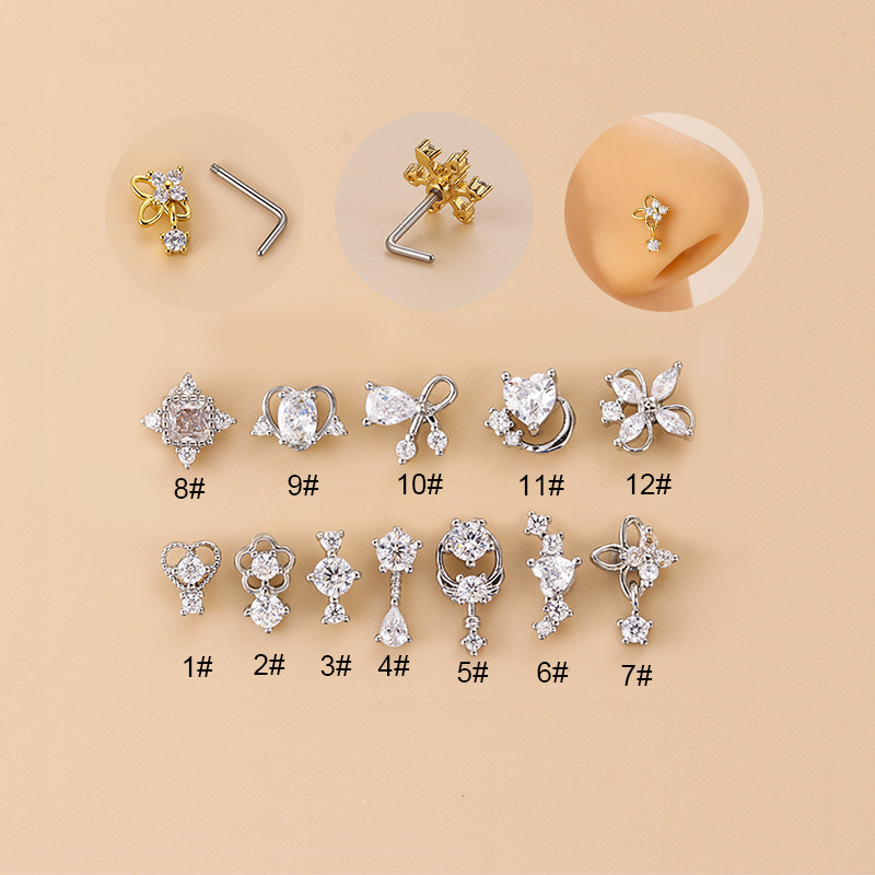 20G L-Shaped Cubic Zircon Nose - Body Jewelry Earrings recensie en prijs