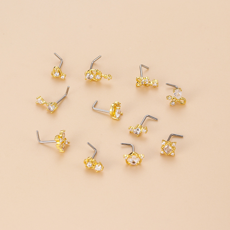 20G L-Shaped Cubic Zircon Nose - Body Jewelry Earrings recensie en prijs