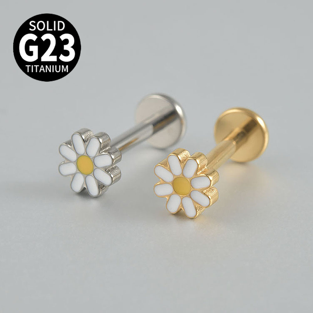 2-1PCS Titanium Daisy Sunflowe - Body Jewelry Threadless recensie en prijs