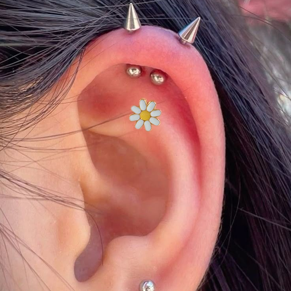 2-1PCS Titanium Daisy Sunflowe - Body Jewelry Threadless recensie en prijs