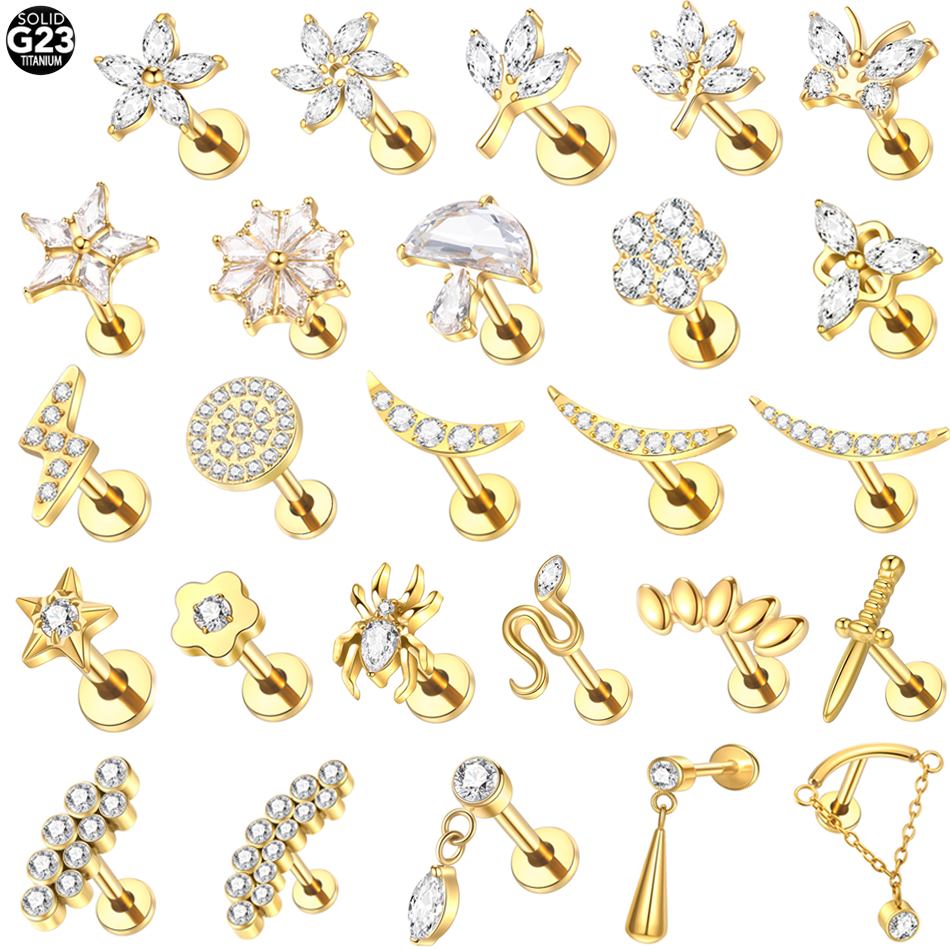 1Pc Titanium Zircon Ear Tragus - Body Jewelry Internally Threaded recensie en prijs