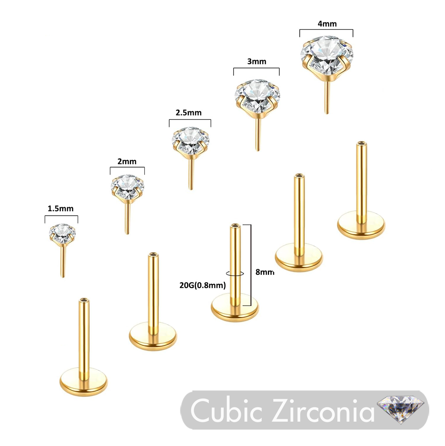 5Pcs Threadless Push In Ear No - Body Jewelry Threadless recensie en prijs