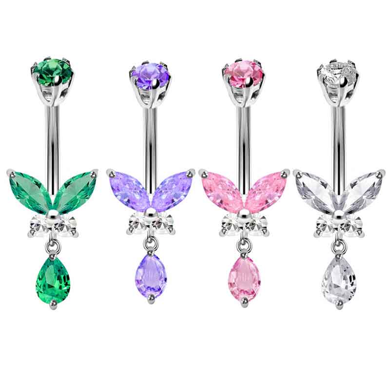 14G Dangle Butterfly Belly Rin - Body Jewelry Co recensie en prijs