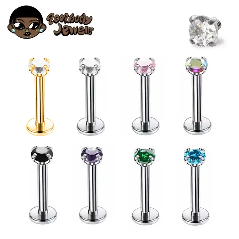 1Pcs G23 Titanium Piercing CZ  - Body Jewelry Internally Threaded recensie en prijs