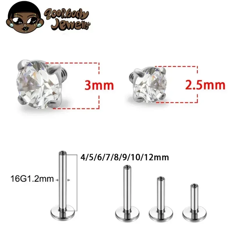 1Pcs G23 Titanium Piercing CZ  - Body Jewelry Internally Threaded recensie en prijs