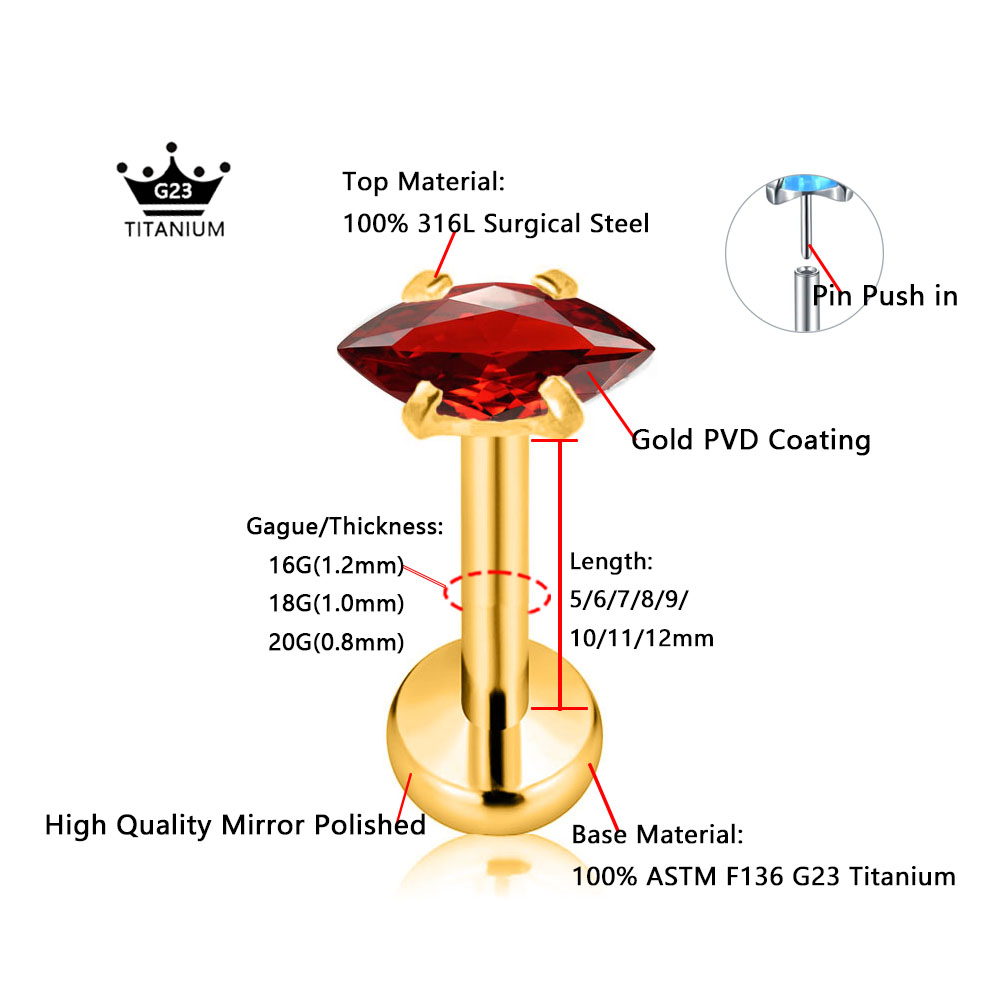 ASTM F136 G23 Titanium Marquis - Body Jewelry Threadless recensie en prijs