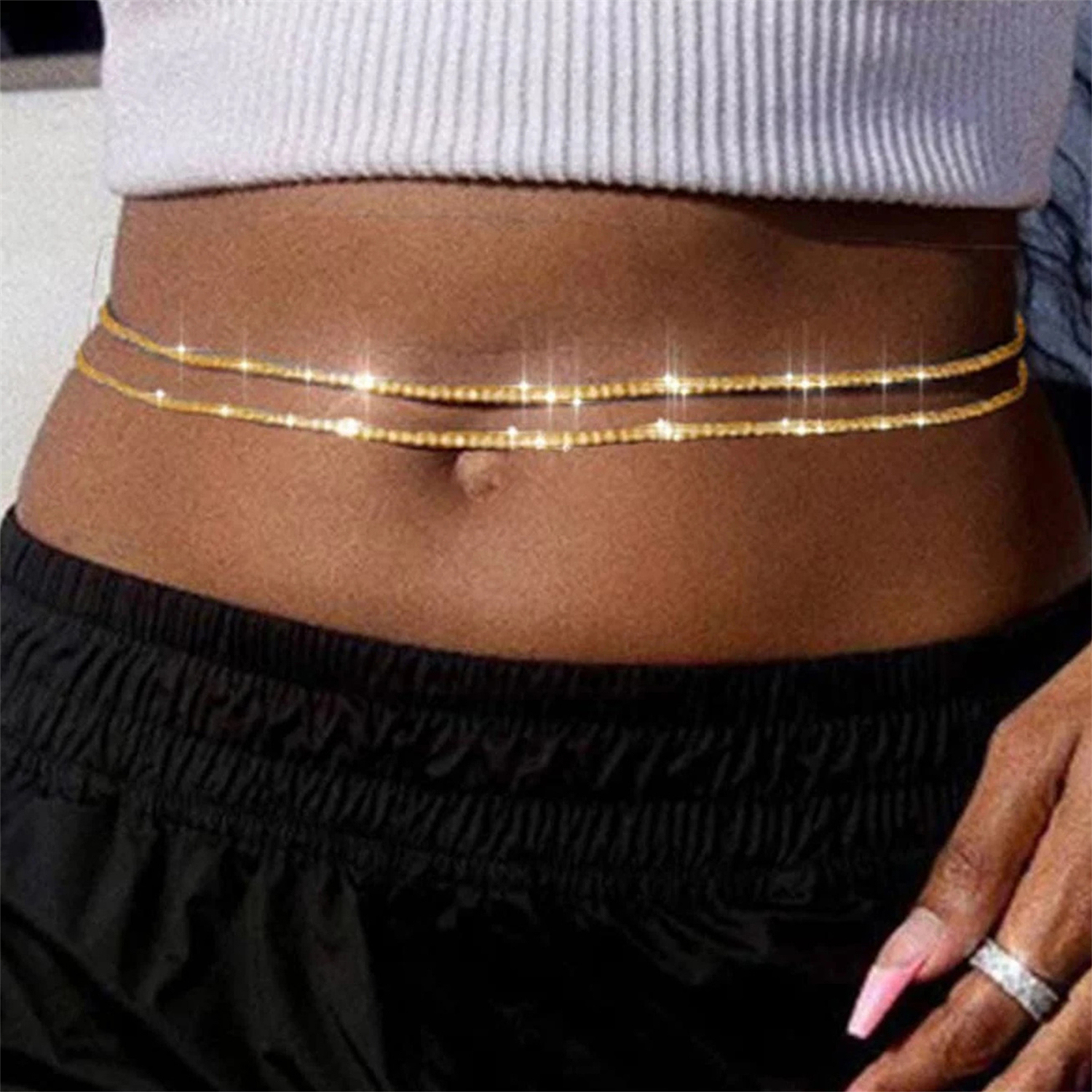 1ps Simple Shiny Body Chain Wa - Body Jewelry Rhinestone recensie en prijs