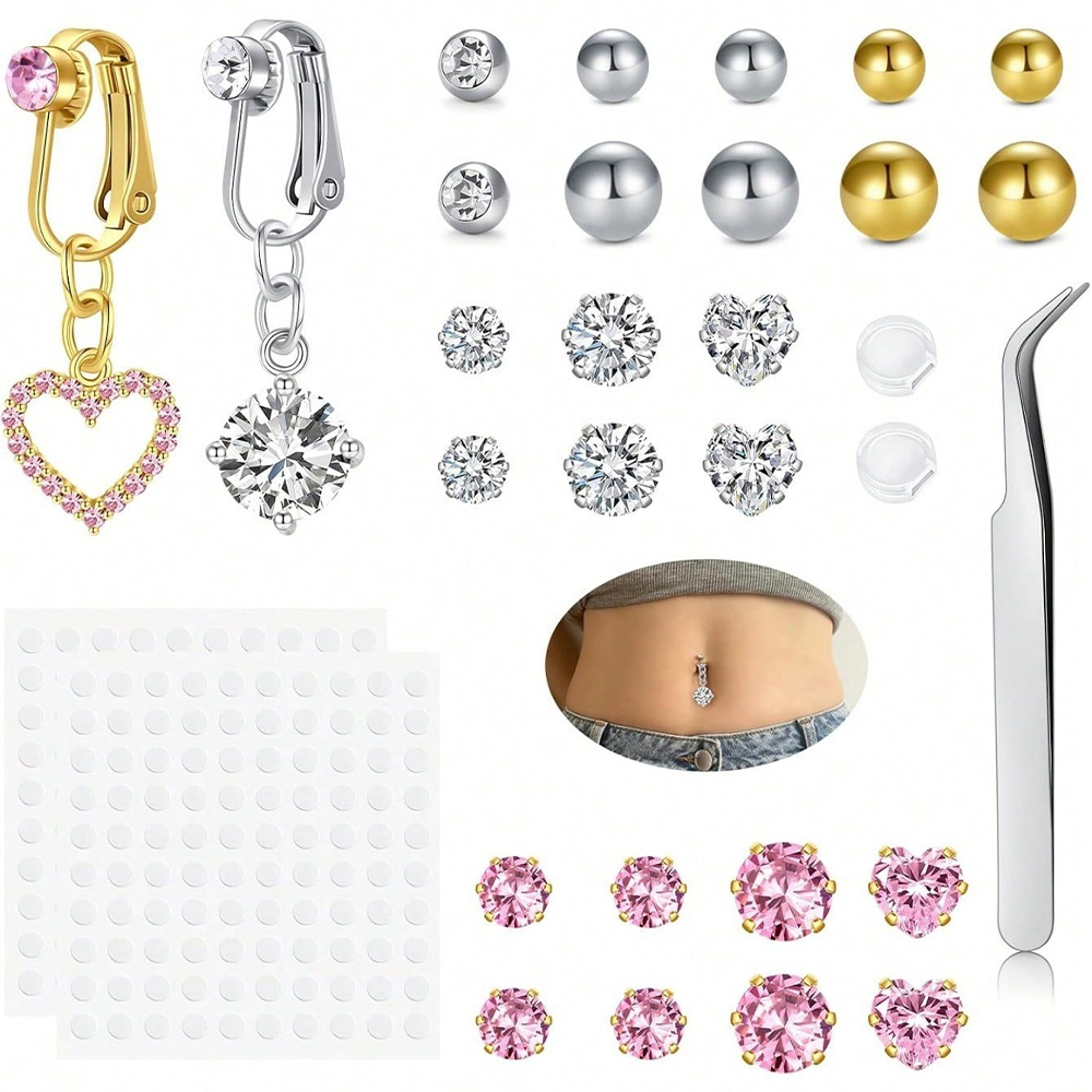 Gold Fake Belly Piercing Cubic - Body Jewelry Belly Button Rings recensie en prijs