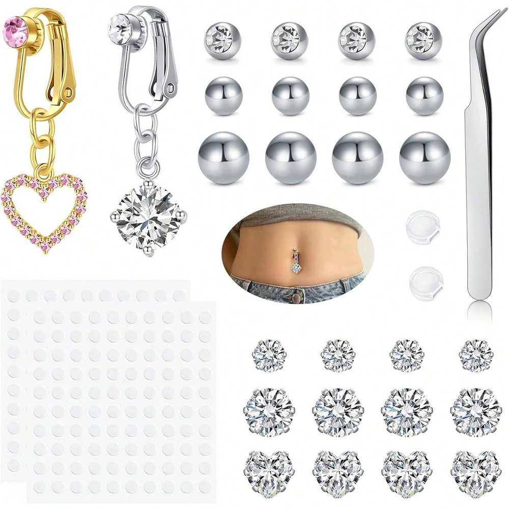 Gold Fake Belly Piercing Cubic - Body Jewelry Belly Button Rings recensie en prijs
