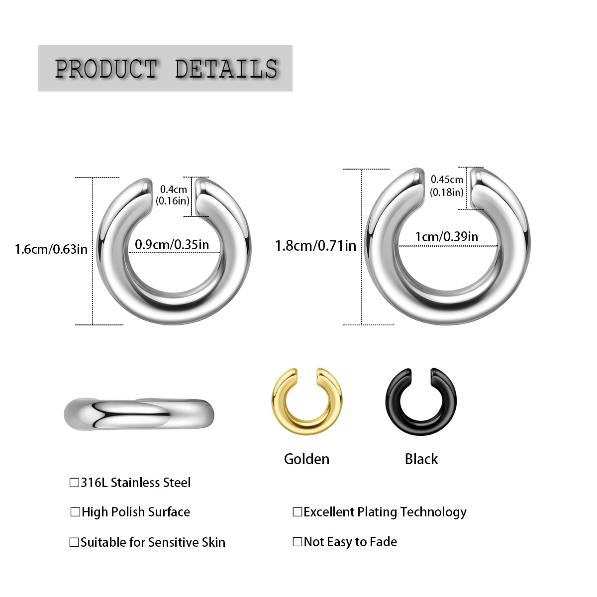 1pc Exaggerated c-Shaped Non-P - Body Jewelry Earrings recensie en prijs