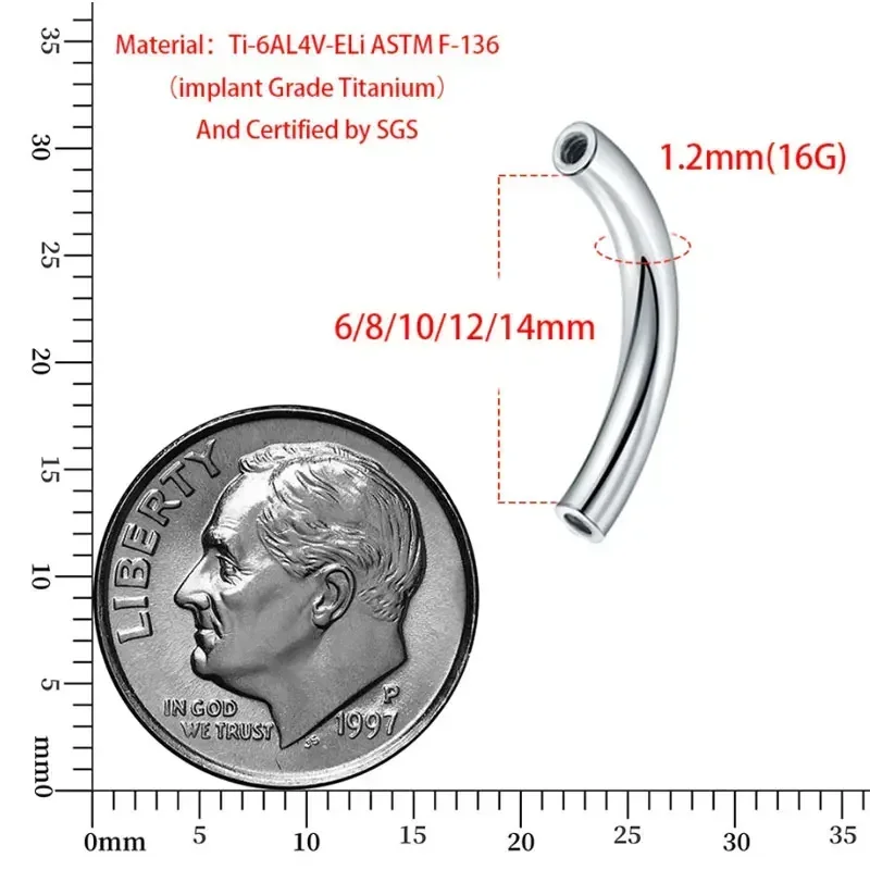 10 Pcs/Lot ASTM F136 Titanium  - Body Jewelry Internally Threaded recensie en prijs