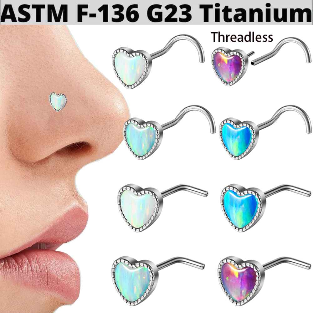 1PC Titanium Opal L Shape Nose - Body Jewelry Threadless recensie en prijs