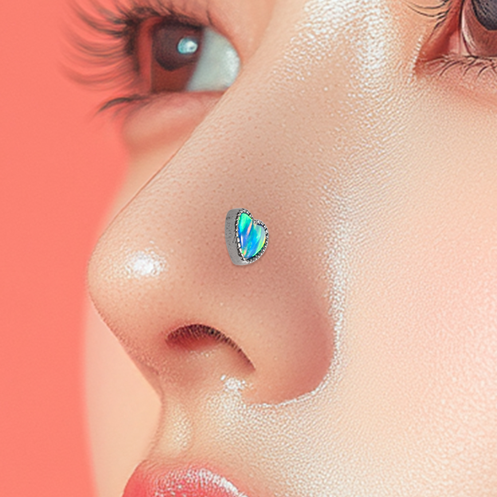 1PC Titanium Opal L Shape Nose - Body Jewelry Threadless recensie en prijs