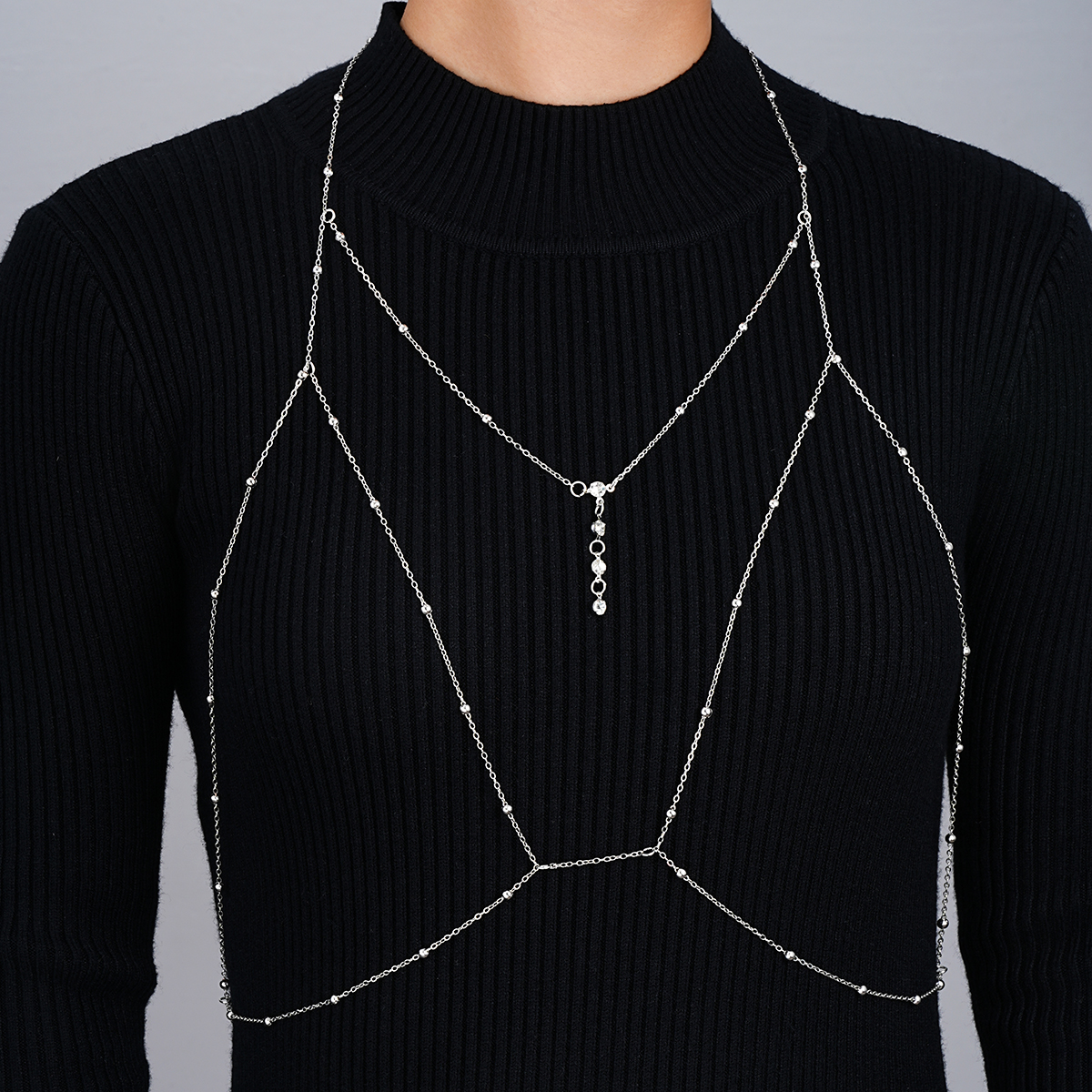 Vintage Silver Color Beaded Cr - Body Jewelry Harness recensie en prijs