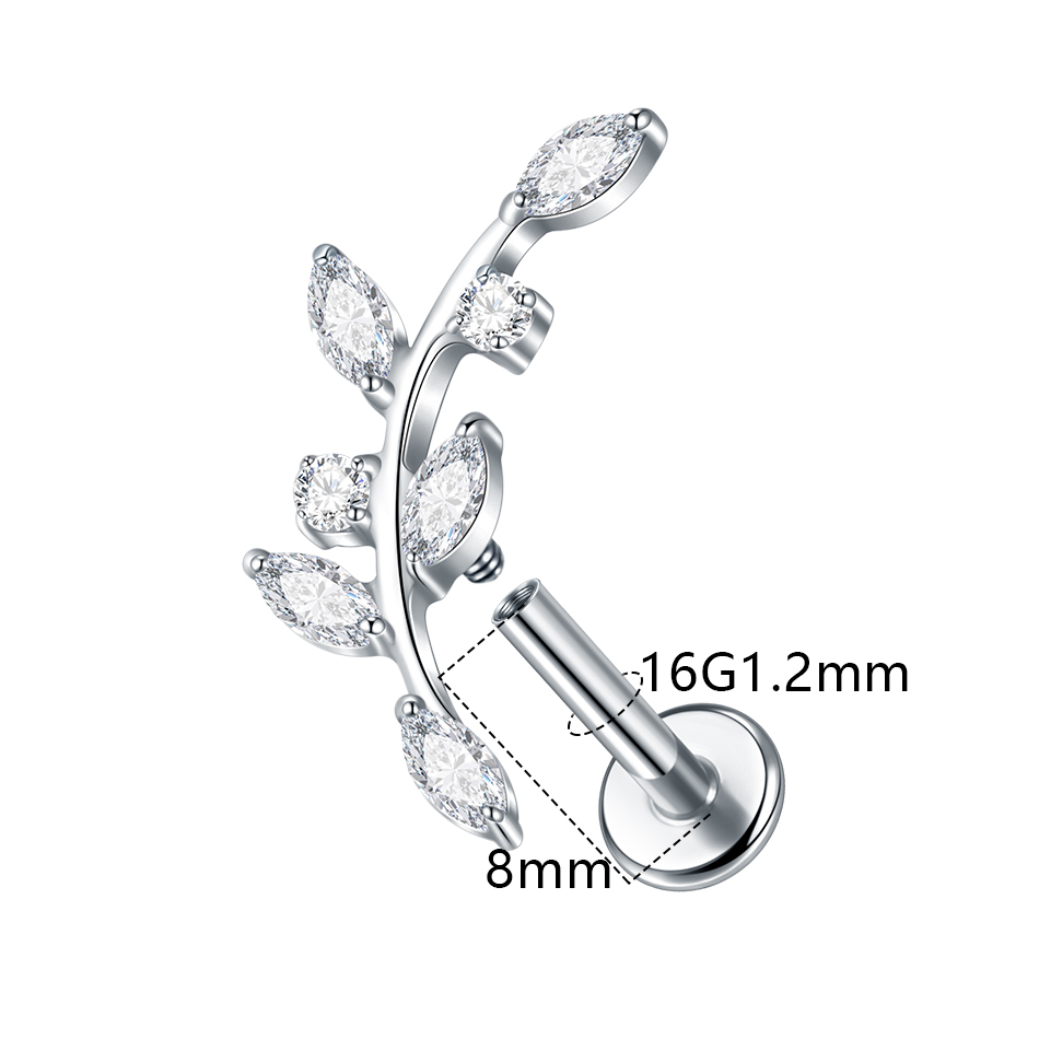 1/5PCS Titanium Leaf Ear Tragu - Body Jewelry Internally Threaded recensie en prijs