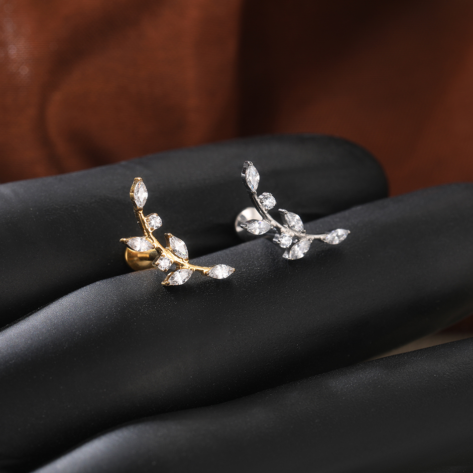 1/5PCS Titanium Leaf Ear Tragu - Body Jewelry Internally Threaded recensie en prijs