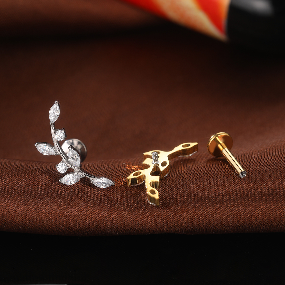 1/5PCS Titanium Leaf Ear Tragu - Body Jewelry Internally Threaded recensie en prijs