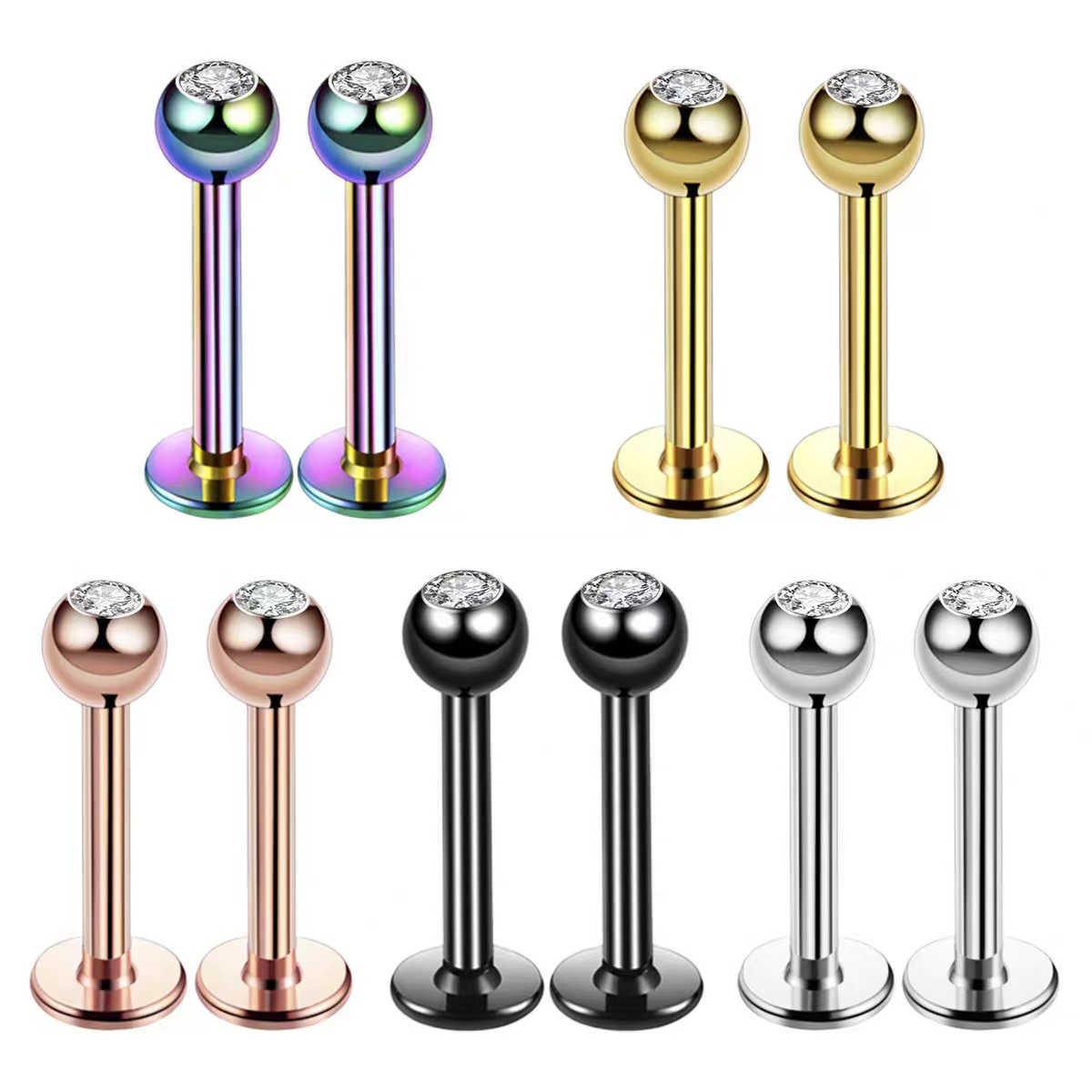 16G Surgical Steel Ball Top CZ - Body Jewelry Earrings recensie en prijs