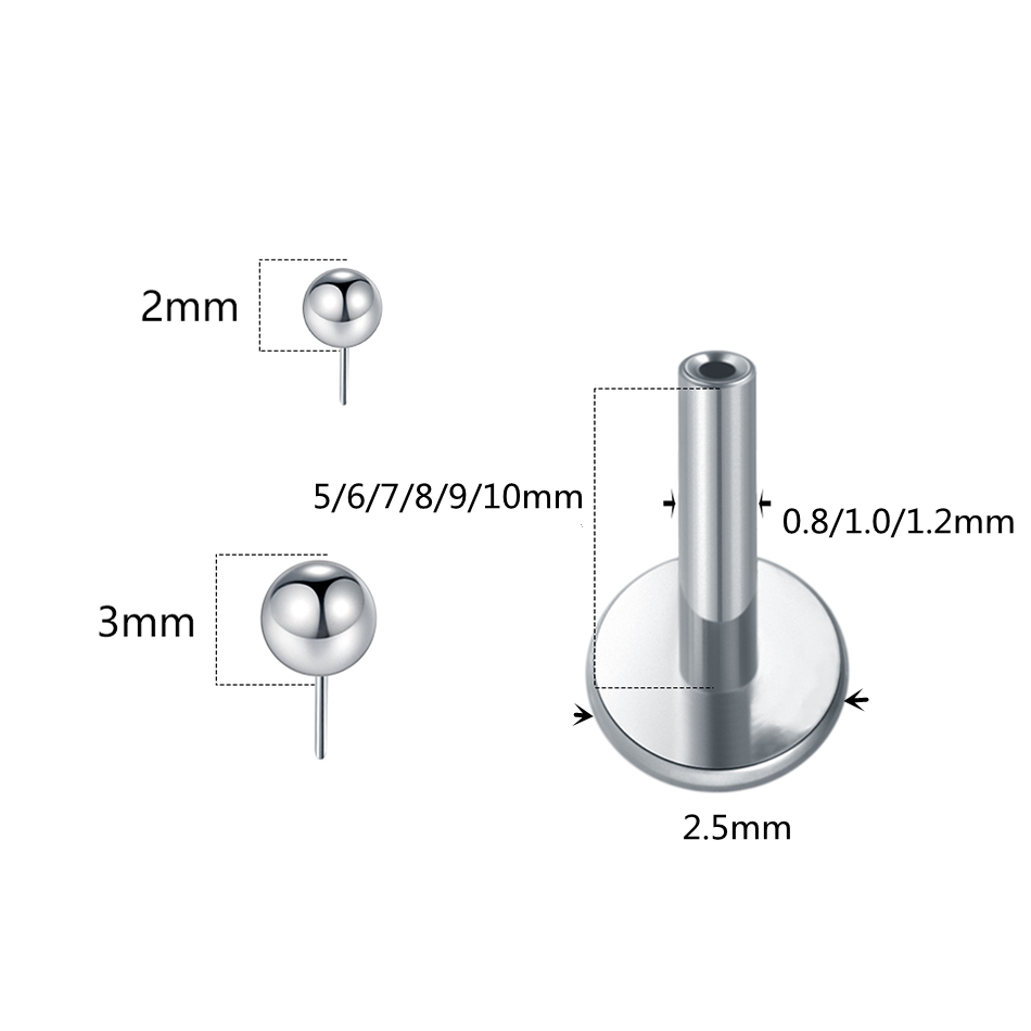 1/10pcs Titanium Push-in Balls - Body Jewelry Threadless recensie en prijs