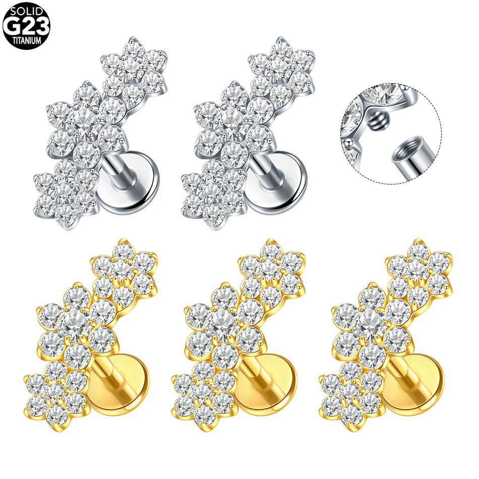 1/5PCS Titanium Labret Ear Tra - Body Jewelry Internally Threaded recensie en prijs