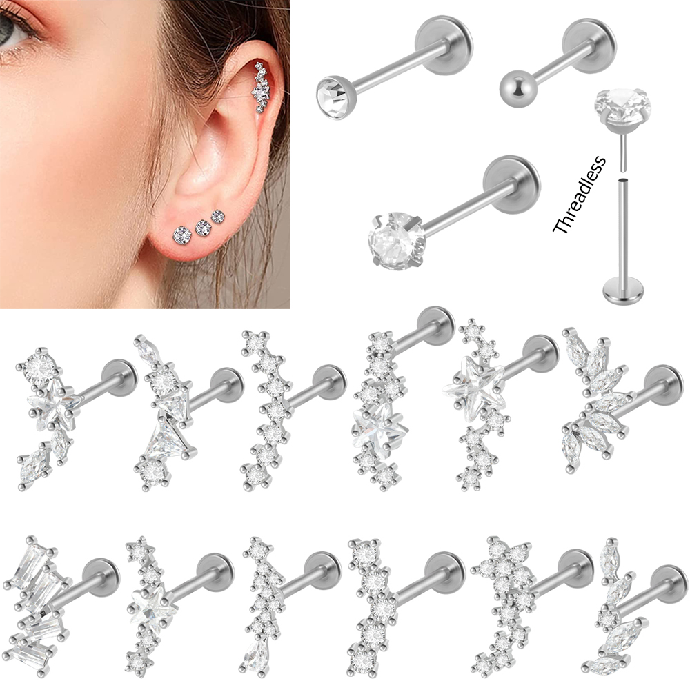1PC Surgical Steel Zircon Labr - Body Jewelry Threadless recensie en prijs